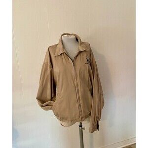 Corvette Racing Jacket VTG Cutter & Buck Full Zip Bomber Khaki Flannel Tan Zip